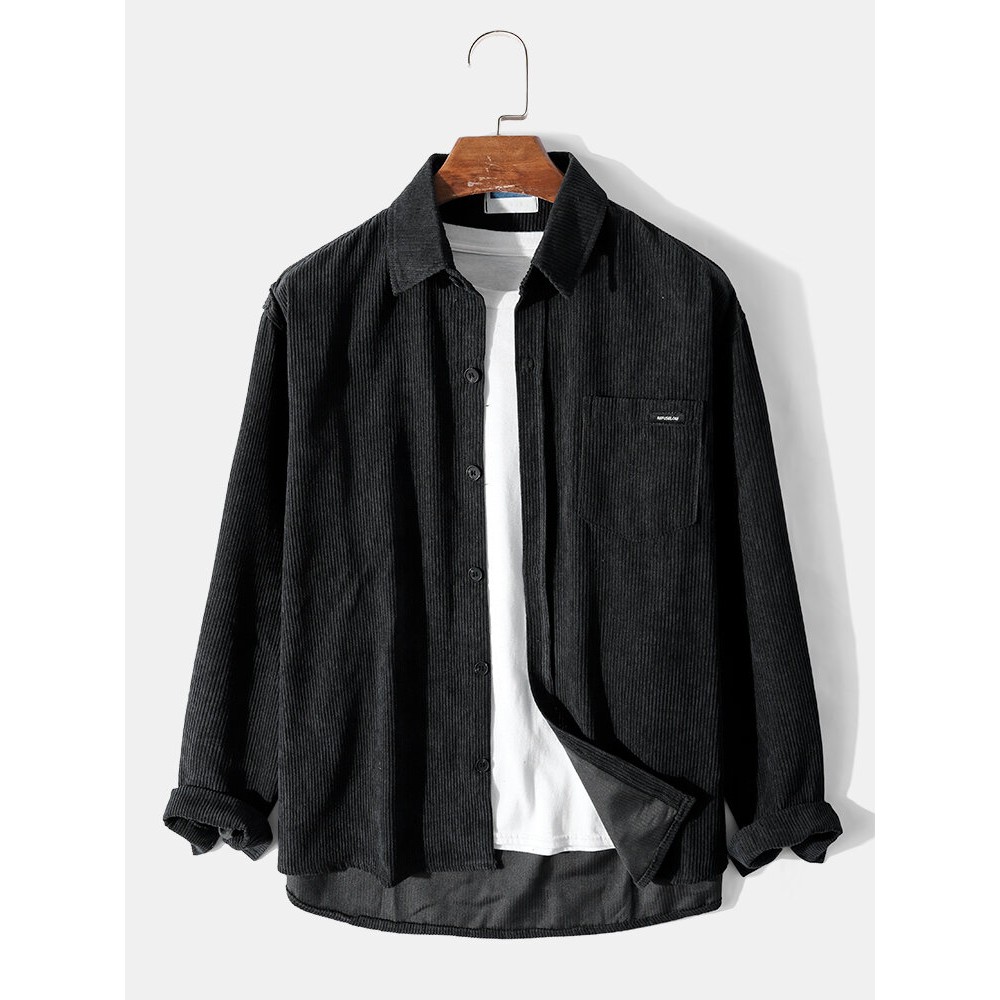 Mens Corduroy Pocket Vintage Outwear Shirt