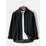 Mens Corduroy Pocket Vintage Outwear Shirt