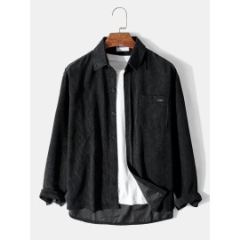 Mens Corduroy Pocket Vintage Outwear Shirt