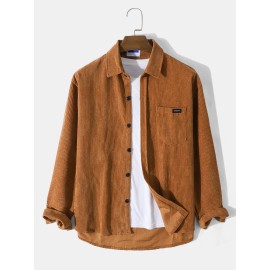 Mens Corduroy Pocket Vintage Outwear Shirt