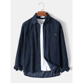 Mens Corduroy Pocket Vintage Outwear Shirt