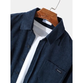 Mens Corduroy Pocket Vintage Outwear Shirt