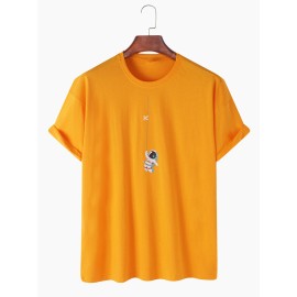 Cute Cartoon Astronaut Print Breathable 100% Cotton Short Sleeve T-Shirts