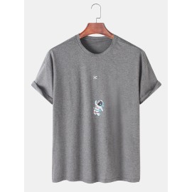 Cute Cartoon Astronaut Print Breathable 100% Cotton Short Sleeve T-Shirts