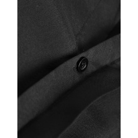 Men Stand Collar Button Long Sleeve Solid Long Robe T-shirts