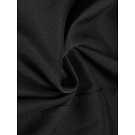 Men Stand Collar Button Long Sleeve Solid Long Robe T-shirts