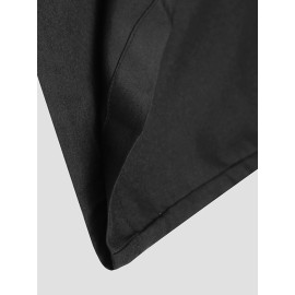 Men Stand Collar Button Long Sleeve Solid Long Robe T-shirts