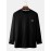 Men Cotton Solid Label Round Neck Long Sleeve Casual T-Shirts
