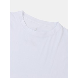 Cute Cartoon Cat Back Print Cotton Round Neck Short Sleeve Loose T-Shirts