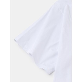 Cute Cartoon Cat Back Print Cotton Round Neck Short Sleeve Loose T-Shirts