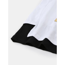 Cute Cartoon Cat Back Print Cotton Round Neck Short Sleeve Loose T-Shirts