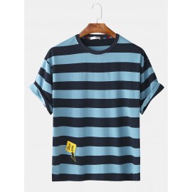 Mens Summer Fashion Loose New Striped Short Sleeved T-Shirts