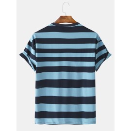 Mens Summer Fashion Loose New Striped Short Sleeved T-Shirts