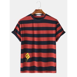 Mens Summer Fashion Loose New Striped Short Sleeved T-Shirts