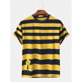 Mens Summer Fashion Loose New Striped Short Sleeved T-Shirts