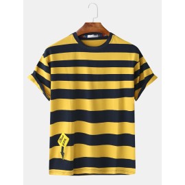 Mens Summer Fashion Loose New Striped Short Sleeved T-Shirts