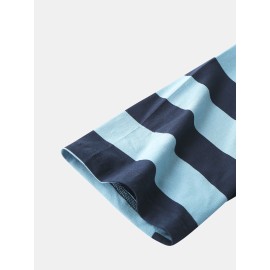 Mens Summer Fashion Loose New Striped Short Sleeved T-Shirts